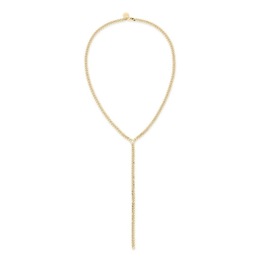 Eklexic - Women's Micro Link Curb Chain Lariat Necklace