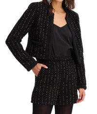 ALLISON NEW YORK BEADED MILLIE SHORTS in black 1 - women's shorts - view 4