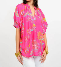 Ivy Jane popover dolman top in hot pink - women's blouse - detail view