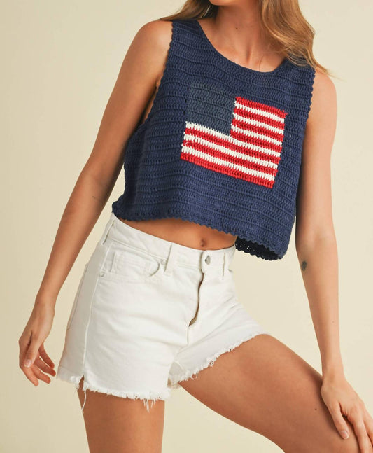 Klesis - Usa Flag Knitted Crop Tank