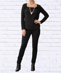 Diva USA Elizabeth Long Sleeve Top in black - women's long sleeve top