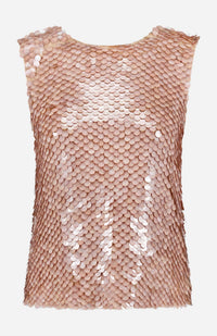 TWP Women's Paillette Shell Top in nude - women's tank top