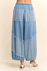 Davi & Dani - Denim Flower Patchwork Pants