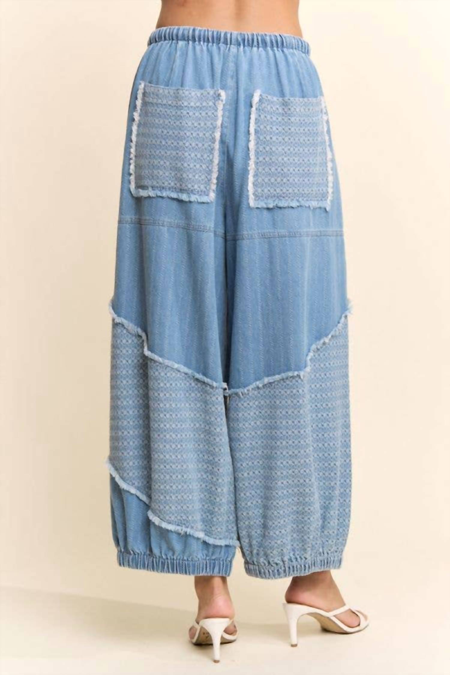 Davi & Dani - Denim Flower Patchwork Pants
