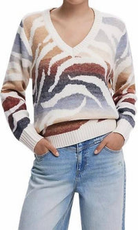 Desigual Jers Wasilla Thick Gauge Sweater in cream - women's sweater
