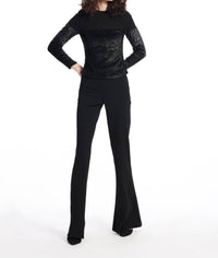 Emily Shalant - Faux Pocket Crepe Flare Leg Pant