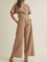 Miou Muse - stripe pattern twisted front top