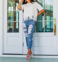 Southern Grace - Here For The Show Studded Fringe Crop Top - Plus