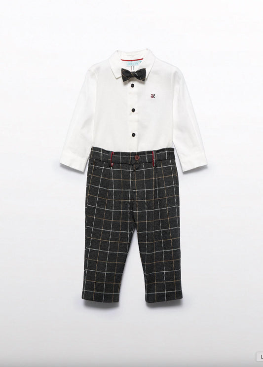 Abel & Lula - Boy's Knit Plaid Pants Set