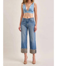 Hidden - Fearless Cheetah Cuff Straight Jeans