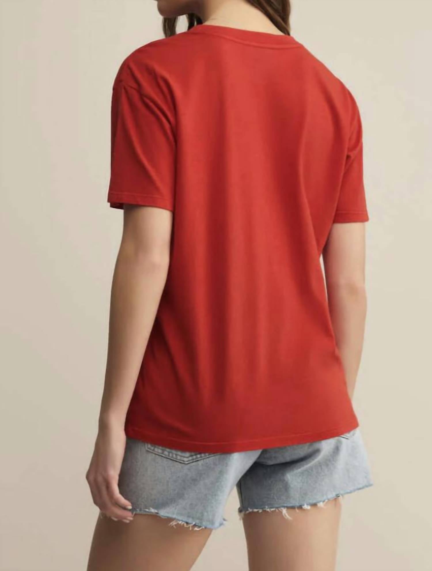 Z Supply Usa Boyfriend Tee in red - women's t-shirt - view 4