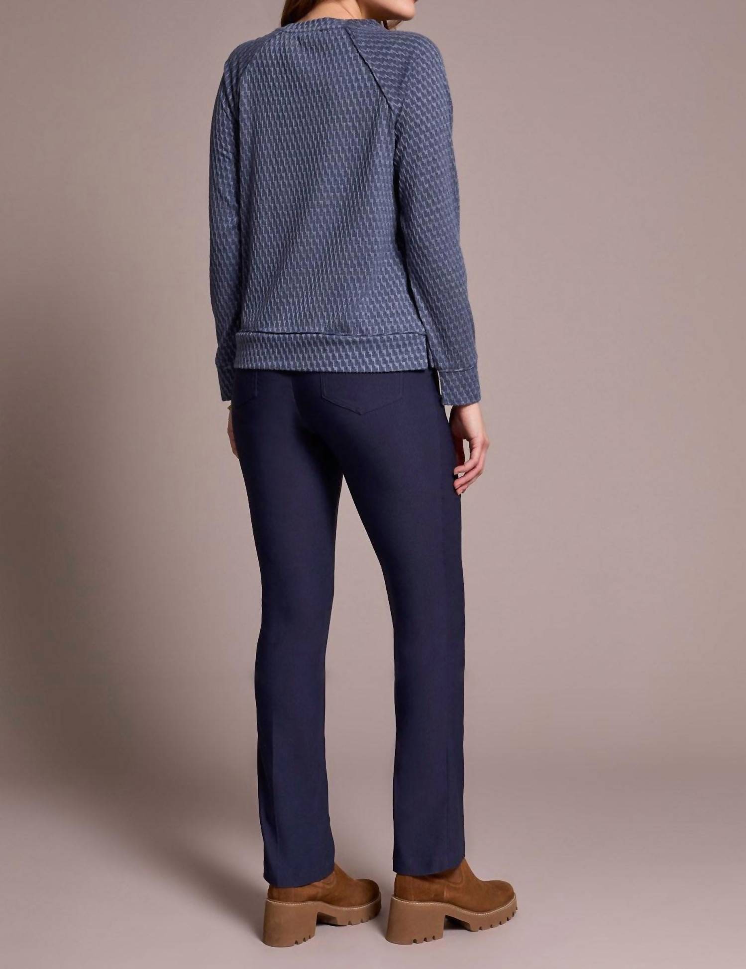 Tribal - Textured Knit Crew Neck Top