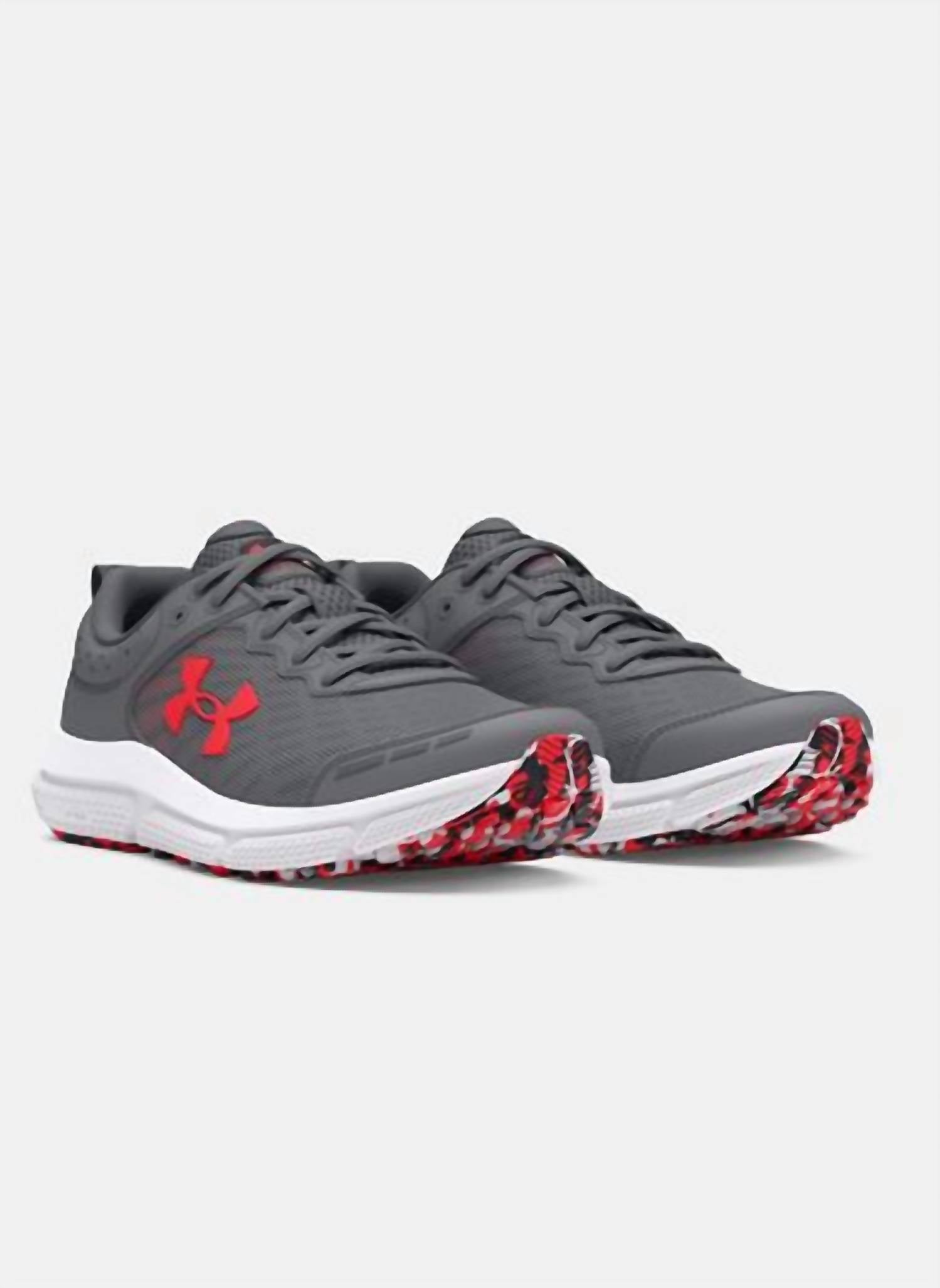 UNDER ARMOUR Boy's Assert 10 Running Shoes in halo gray white black - kids' sneaker - detail view