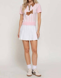 Active Basic - Short Sleeve Vertical Stripe Polo Top