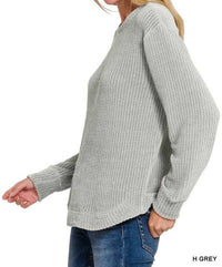 42Pops - Chenille Waffle Round Neck Sweater