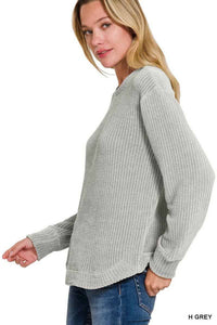 42Pops - Chenille Waffle Round Neck Sweater