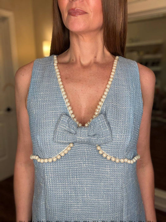 Voy - Pearl Bow Tweed Dress