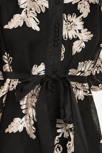 Beulahstyle - Jessica Floral Embroidered On Mesh Balloon Mini Dress