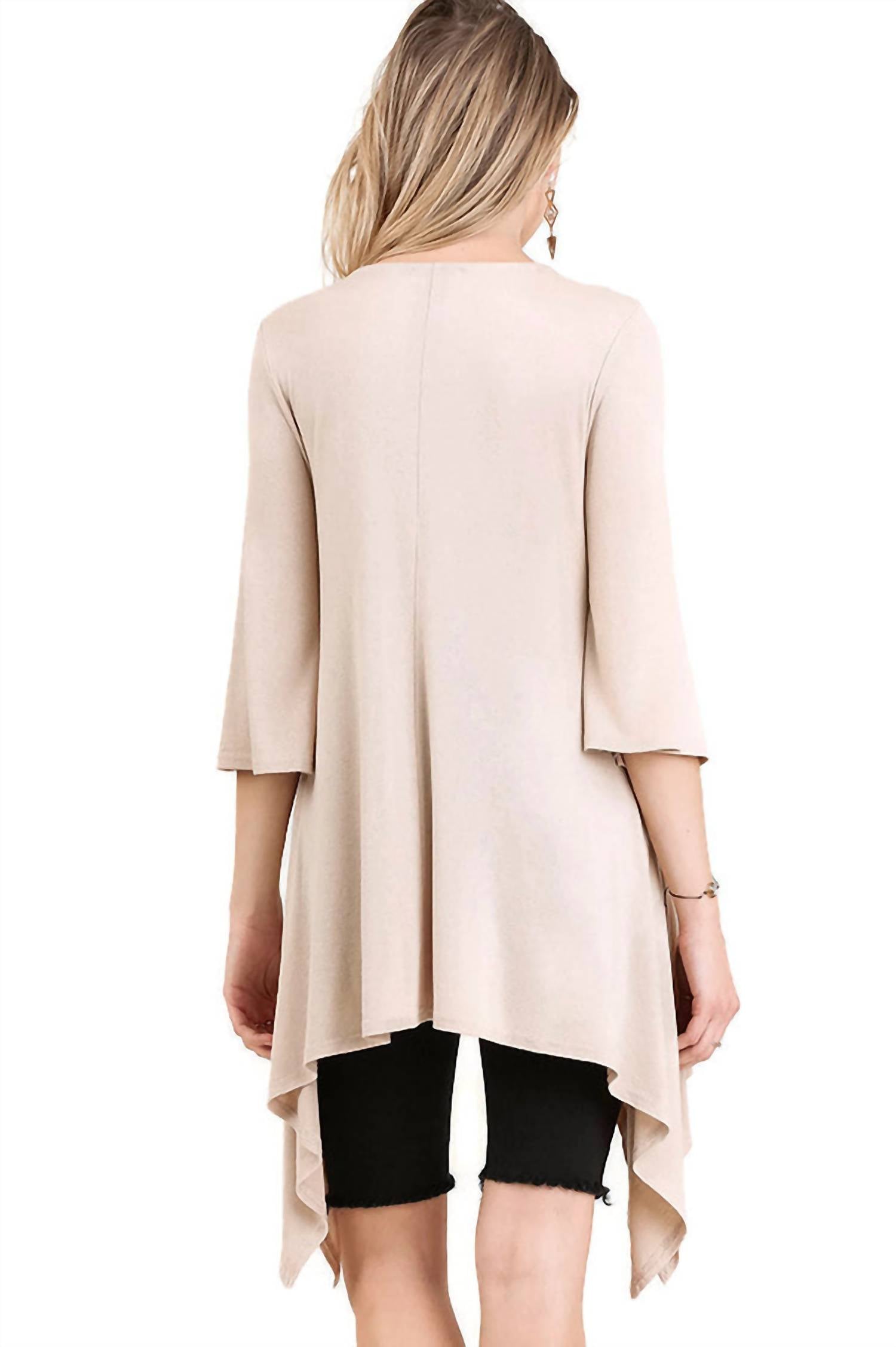 Umgee - Crossed Bell Sleeve Asymmetrical Tunic