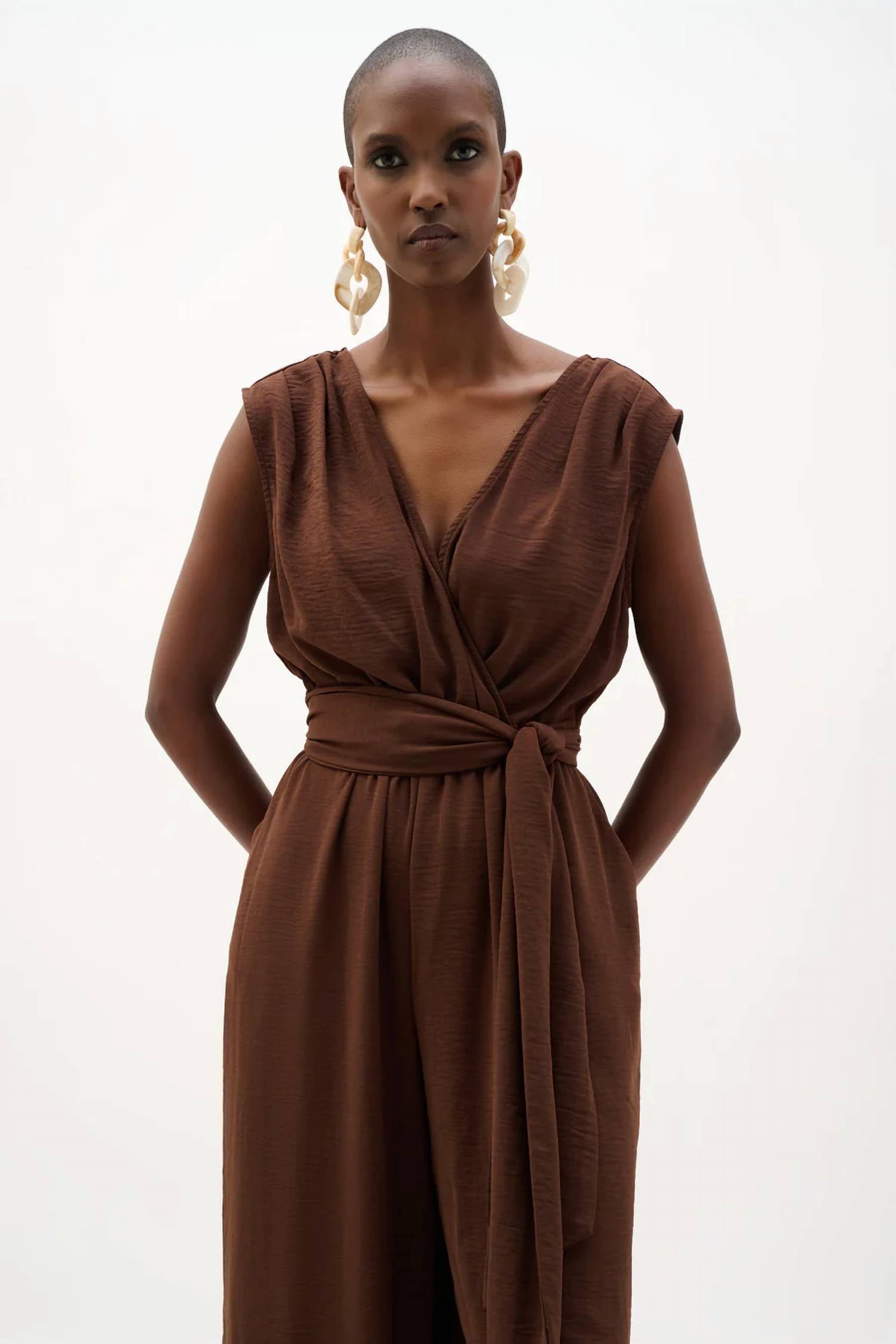 Joseph Ribkoff - Woven Gauze Wide Leg Pull On Jumpsuit