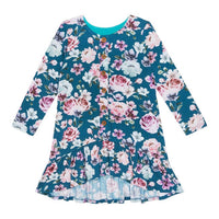 Posh Peanut - Girl's Long Sleeve Henley Hi Low Dress