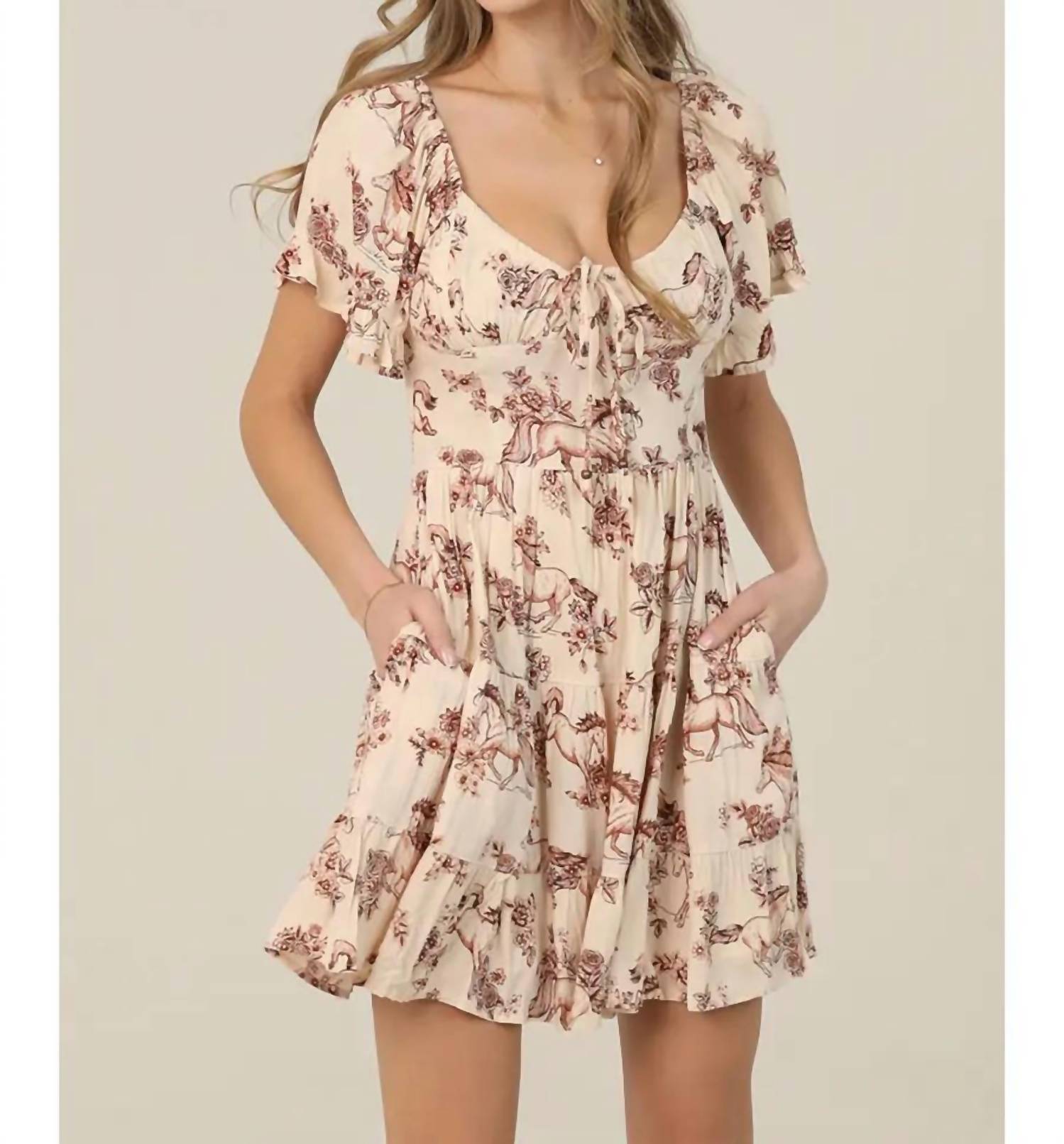 Angie - Women's Horse Print Short Sleeve Dress