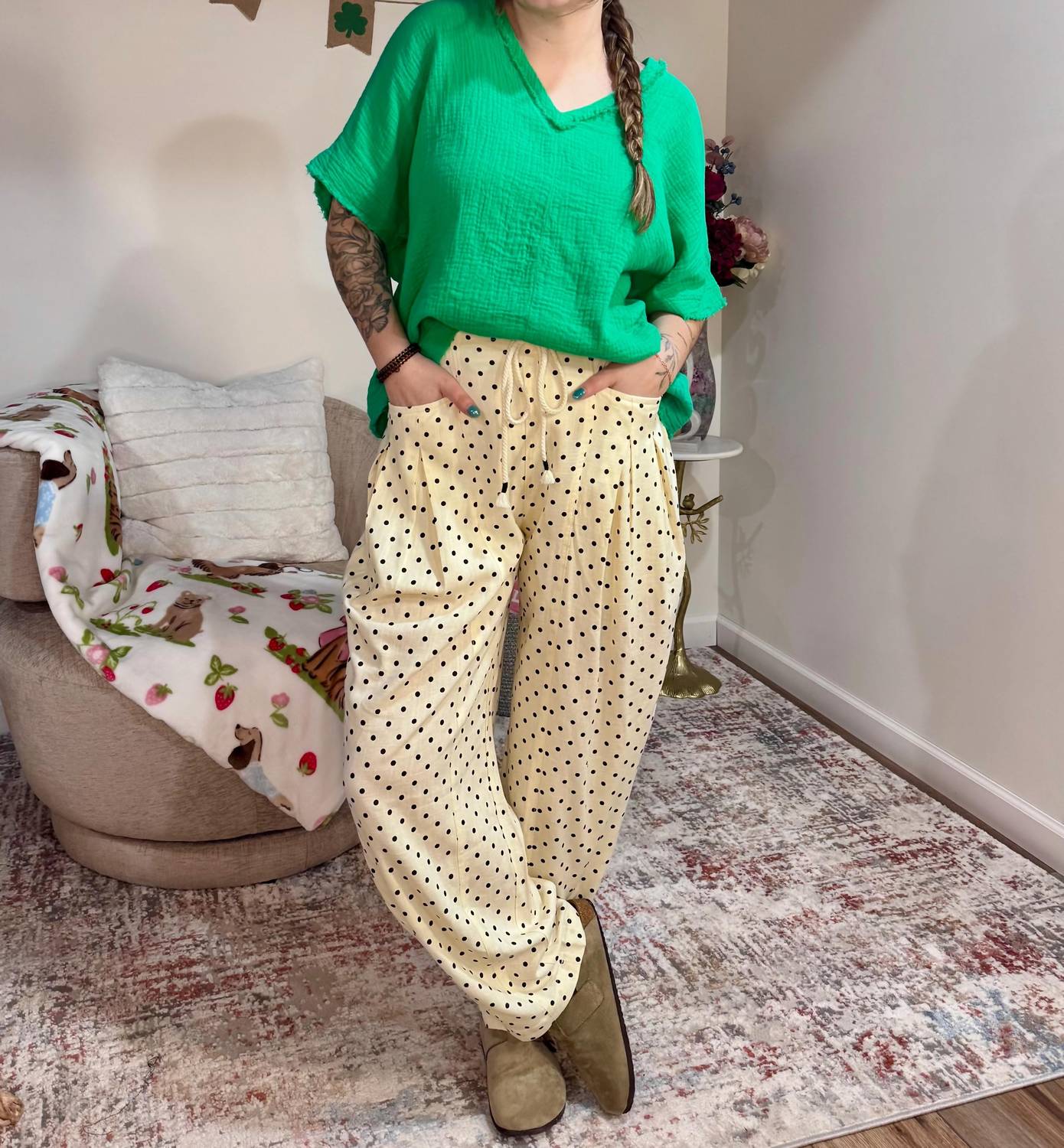 Anniewear - Kayttie Polka Dot Barrel Leg Pants