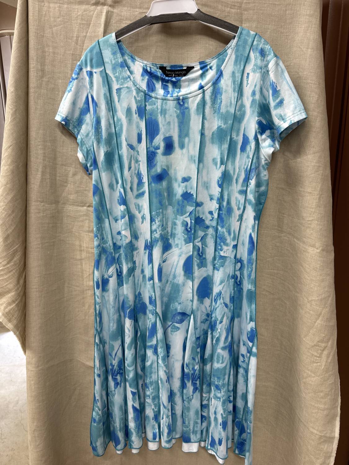 Tango Mango gored panel dress in blue - women's dress - detail view