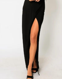 Olivaceous - High Slit Strapless Maxi Dress