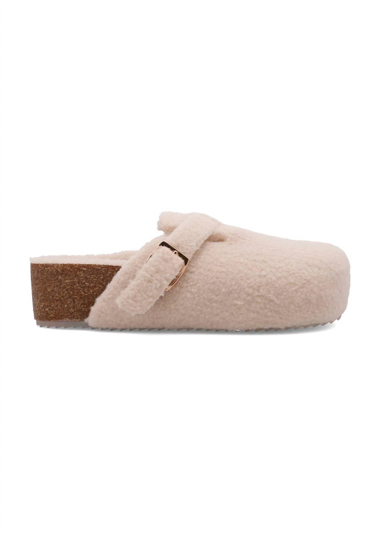 MIA Women's Qwest Mule in natural shearling - women's shoe - detail view