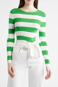 Milly - Gia Stripe Waist Tie Pullover Sweater
