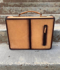 Western Linens - Tooled Longhorn Leather Briefcase