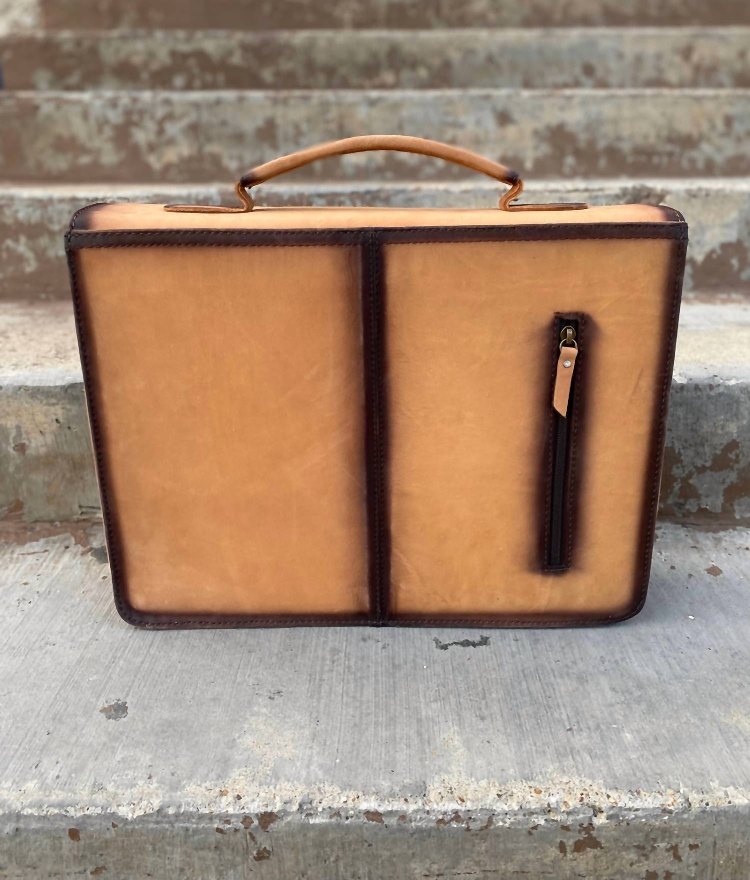 Western Linens - Tooled Longhorn Leather Briefcase