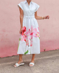 LAVENDER BROWN Ocean Dress in white pink - women's dress