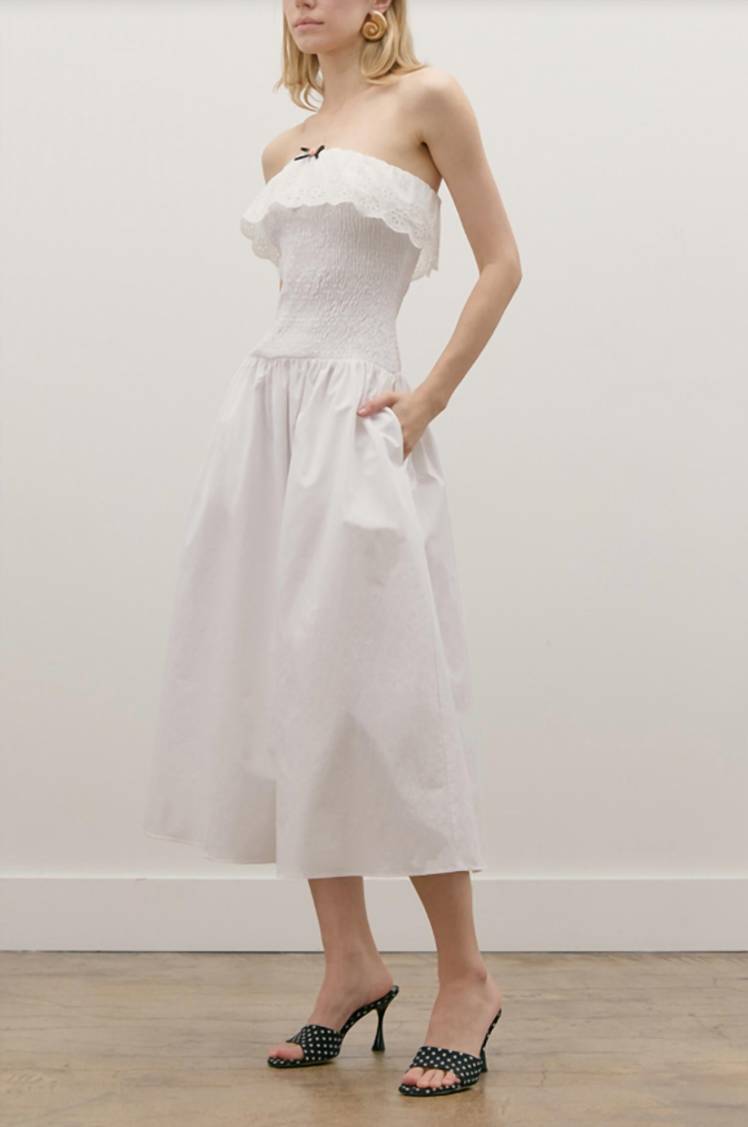 Maude - Rosebud Strapless Midi Dress