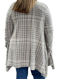 Jade By Jane - Plaid Fleecy Cardigan