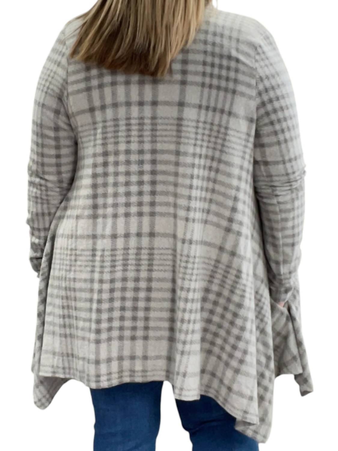 Jade By Jane - Plaid Fleecy Cardigan