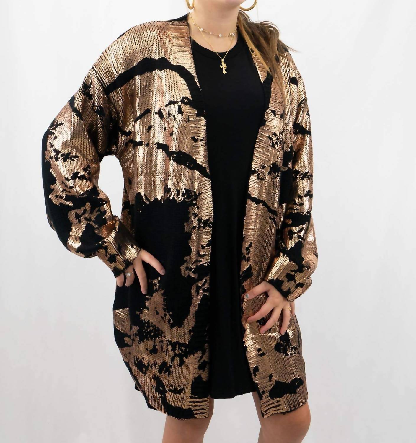 Jodifl - Metallic Paint Drip Print Cardigan
