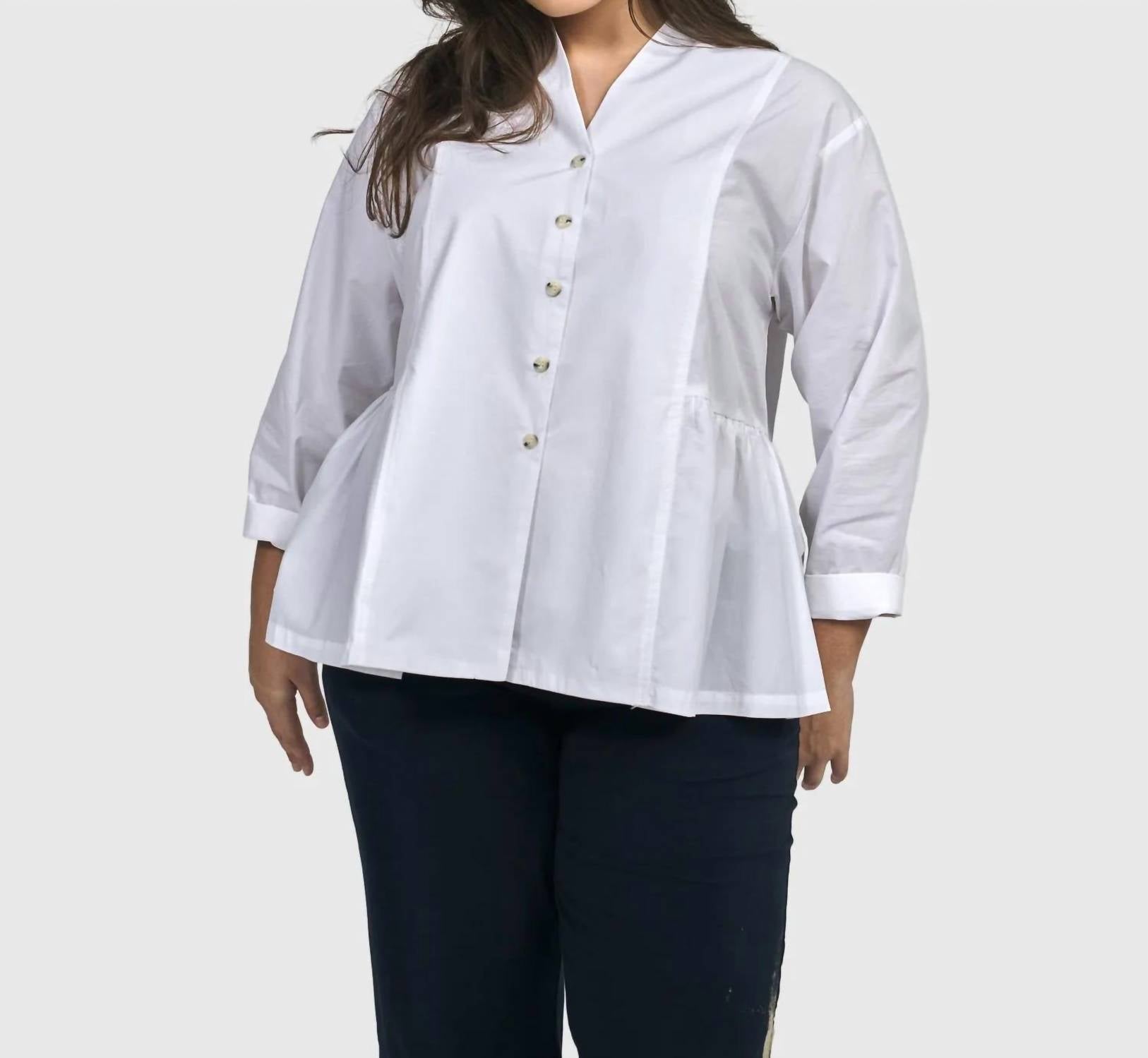 ALEMBIKA Addison Peplum Blouse in white - women's blouse - view 10