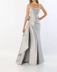 Montage by Mon Cheri Strapless Long Dress in silver - women's dress