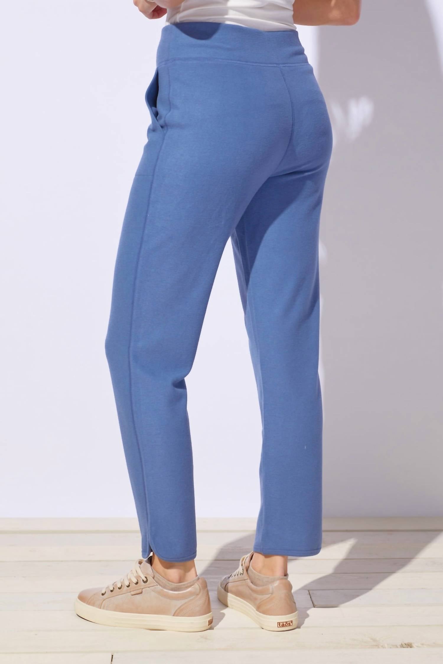 ESCAPE BY HABITAT Butter Rib Knit Saturday Pants in denim - women's pants - detail view