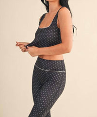 Kimberly C - Polka Dot Print Crop Tank With Lace Trim