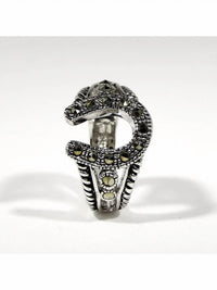 FAIRE Horseshoe Rhodium Plated Ring in silver - women's jewelry - detail view