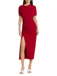 Shirred Jersey Dress with Slip