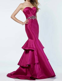 ALYCE PARIS Sweetheart Flared Layered Skirt Gown in berry - women's dress