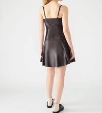 STEVE MADDEN Abbot Faux Leather Mini Dress in dark espresso - women's dress - detail view