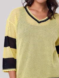 Angel Apparel - Crochet V-neck Top