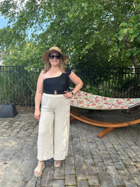 Before You Collection Summer Wide Leg Pants in sand - women's pants - alternate view