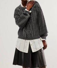 Free People Parker Cable Knit Sweater in grey - women's sweater