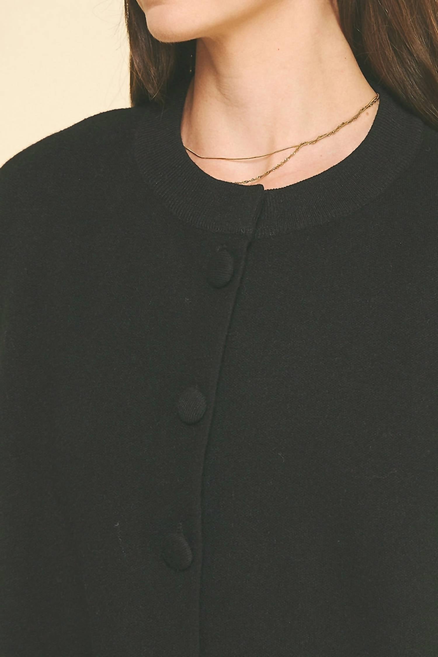PINCH Open Front Knit Cape Cardigan in black - women's cardigan - view 5